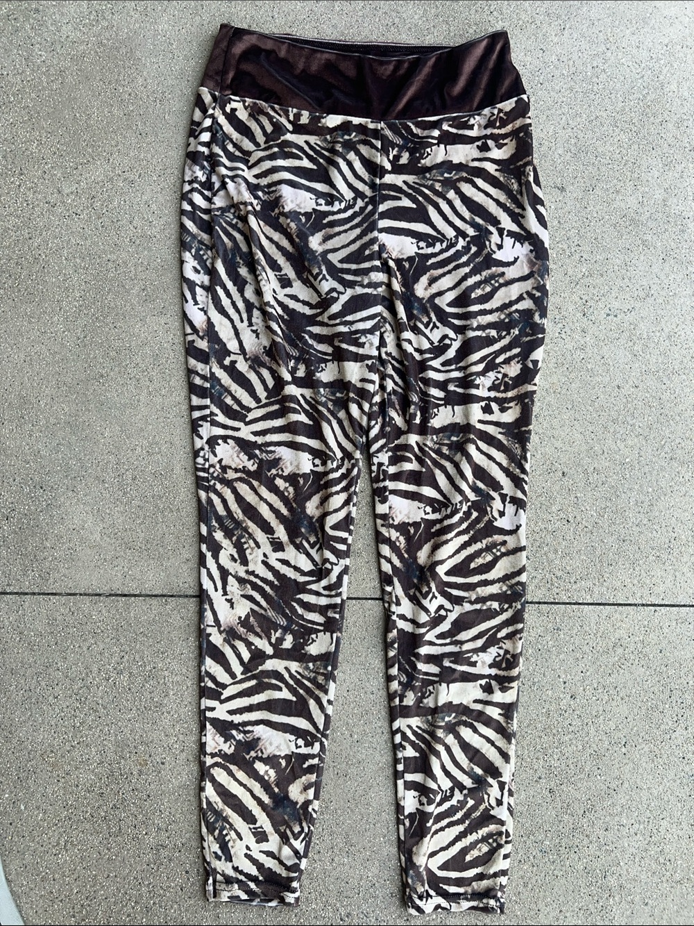 SpiritHoods velvet Zebra-Print Leggings in Brown and White